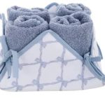 Cestino nodo d’amore e lavette Blanc Mariclò Azzurro