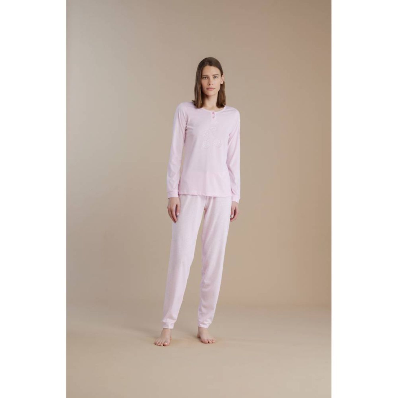 01387 -- 000 (1481) Pigiama Donna in Cotone Lungo Ciliege FA009007 - immagine 1