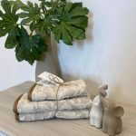 Set 1+1 Spugna Flower Jacquard Tortora