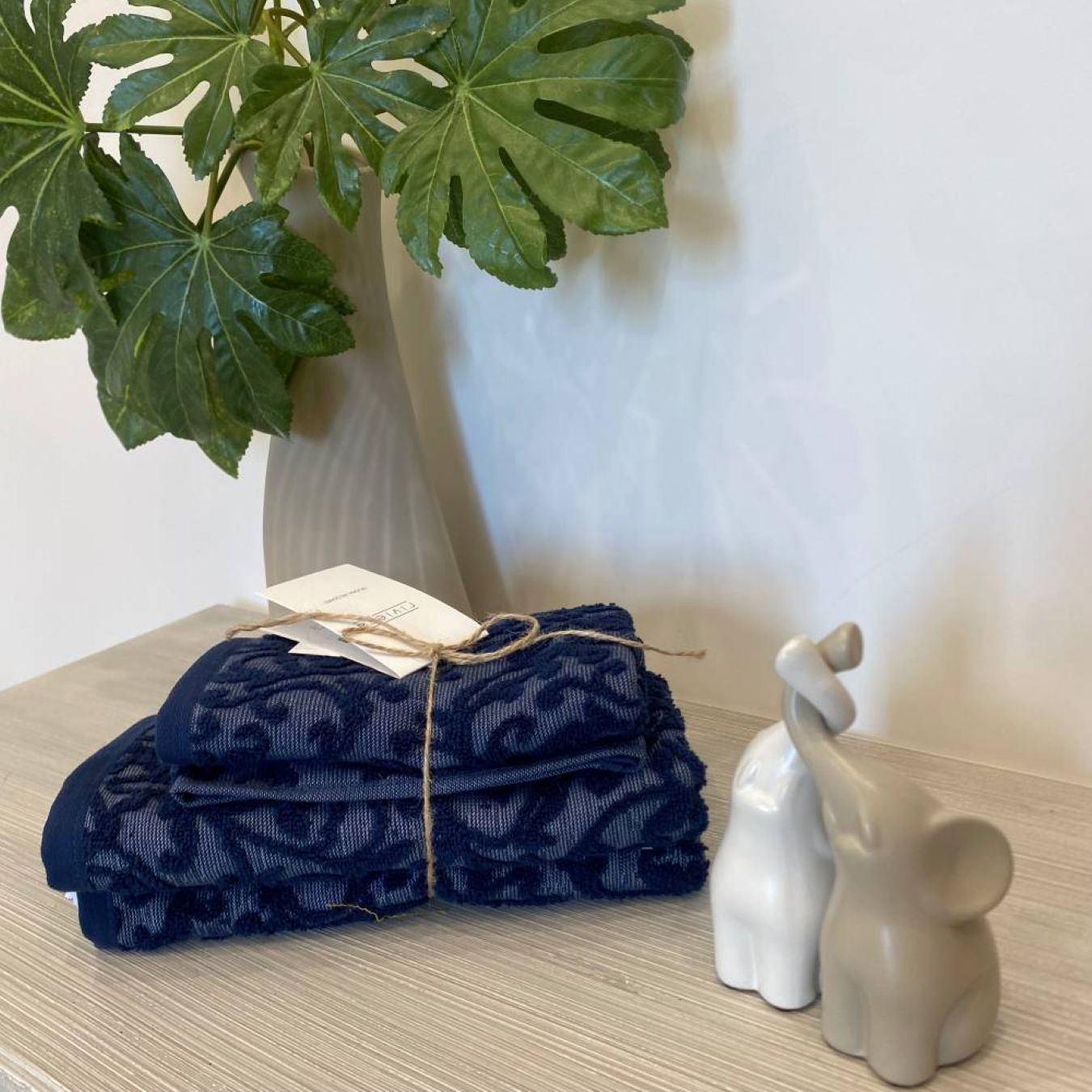 02016 -- 000 (2123) Set 1+1 Spugna Maine Jacquard BLu Navy - immagine 1