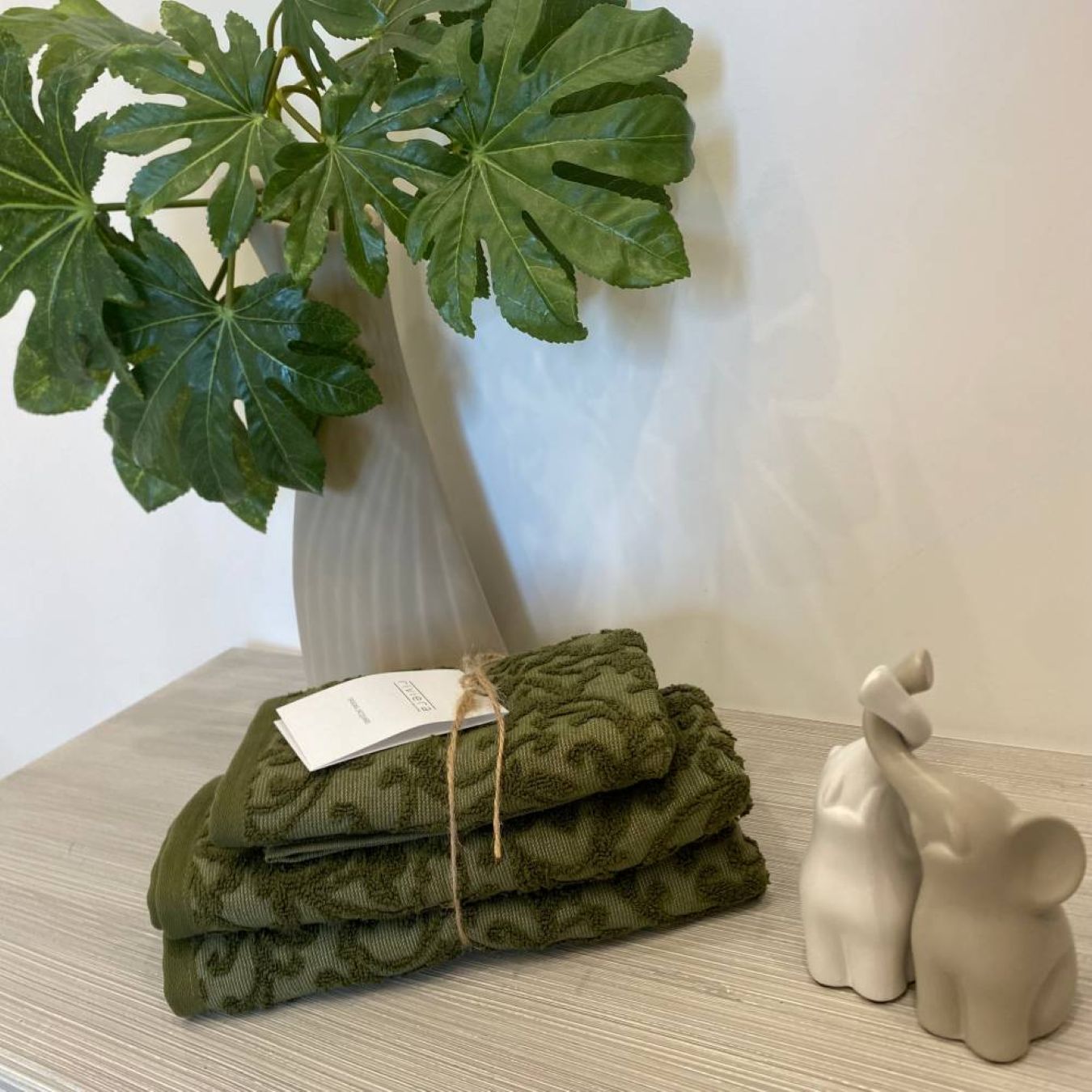 02017 -- 000 (2124) Set 1+1 Spugna Maine Jacquard Verde - immagine 1