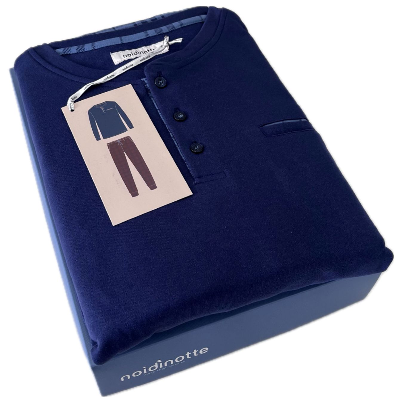 02126 -- 000 (2234) Pigiama Uomo Caldo Cotone Felpato blu avio FC3176 - immagine 1