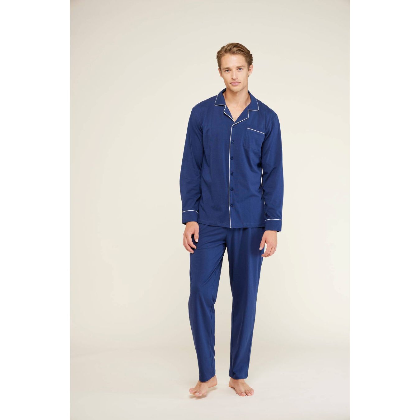 02128 -- 000 (2236) Pigiama Lungo Cotone Basic Uomo NoiDiNotte FC2889 - immagine 1