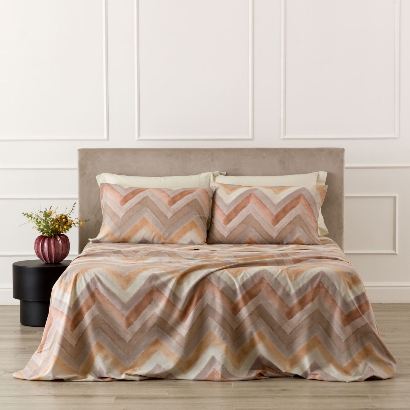 02237 -- 000 (2345) Completo Lenzuola Copriletto 1P Arben Tortora by Riviera - immagine 1