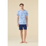 Pigiama Uomo Mezza Manica Pantalone Corto Azzurro Polvere FC003270 By Noìdinotte