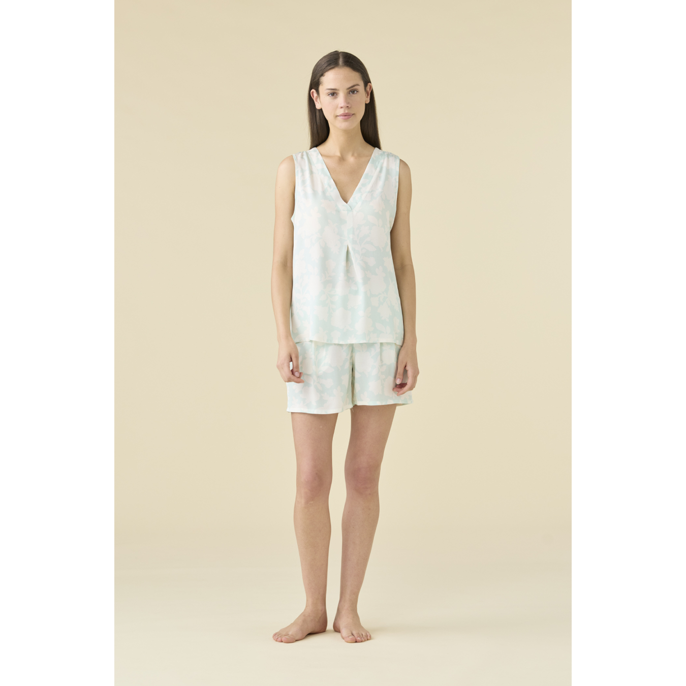 02208 -- 000 (2315) Pigiama Donna Spalla Larga Salvia FA009623 - immagine 1