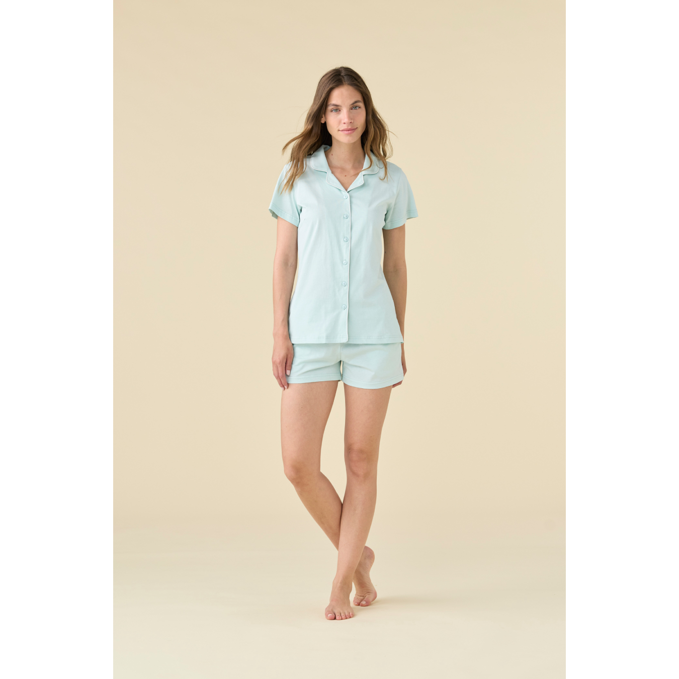 02210 -- 000 (2317) Pigiama Donna Mezza Manica Verde FA009598 - immagine 1