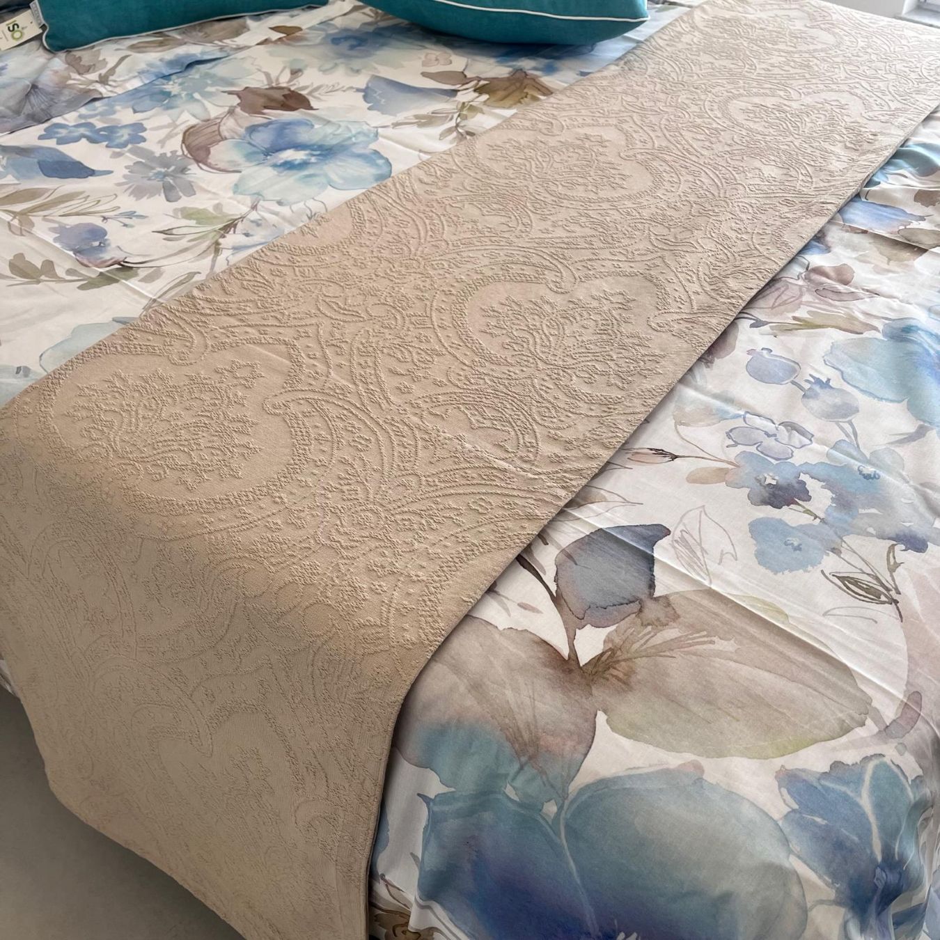 02173 -- 000 (2280) Copriletto Cotone 2P Jacquard Alba Tortora By Riviera - immagine 1